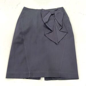 HM Chalk Gray Straight Fabric Bow Accent Cotton Blend Skirt Hidden Zipper Size 8